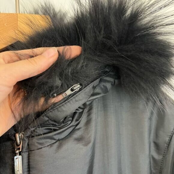 Junge Danmark Women’s 14 Black Full Zip Real Fur Collar Zip Jacket Quilted Black - Picture 6 of 16